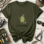 We Fish at Dawn Fishing Frog T-Shirt