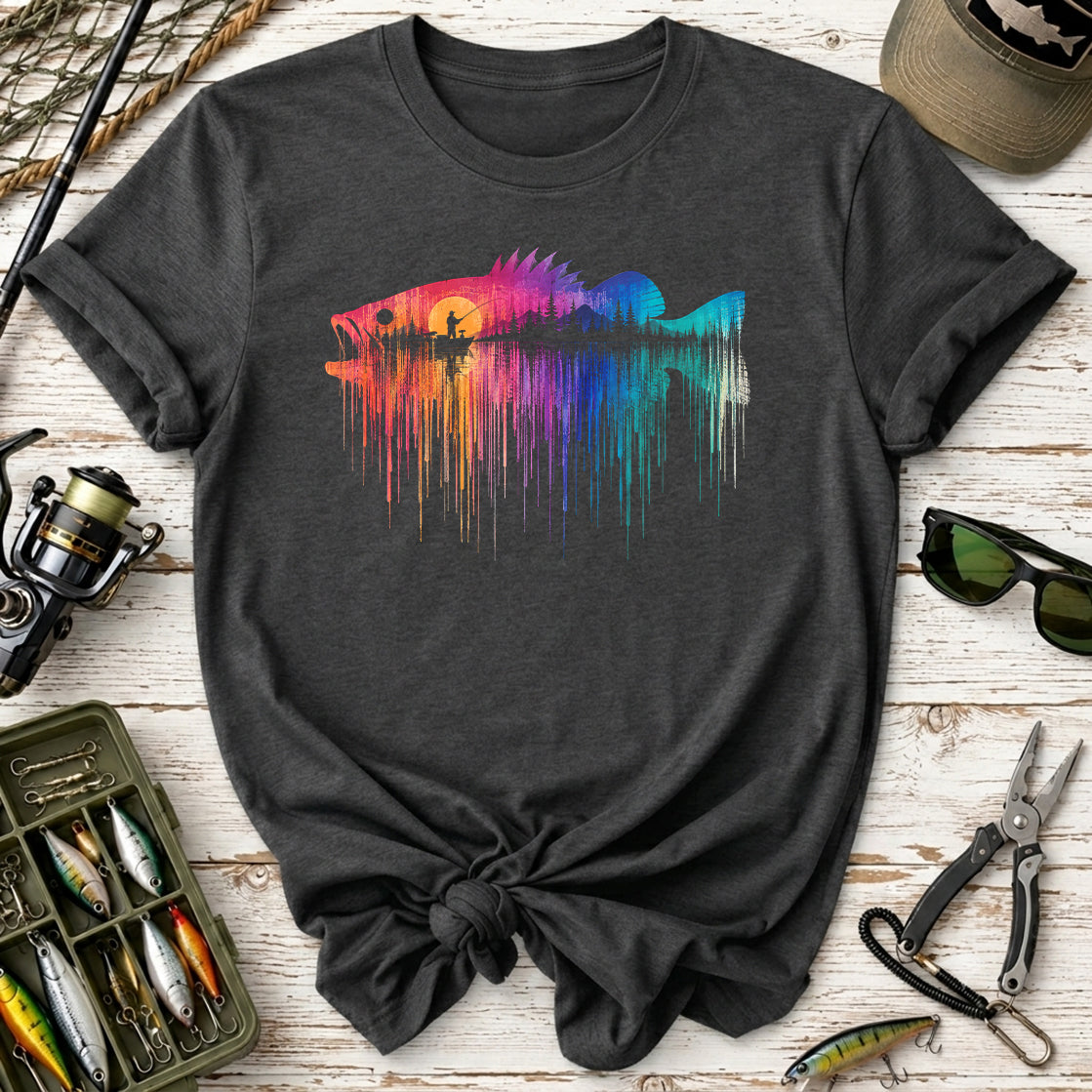 Rainbow Drip Fishing Bass T-Shirt
