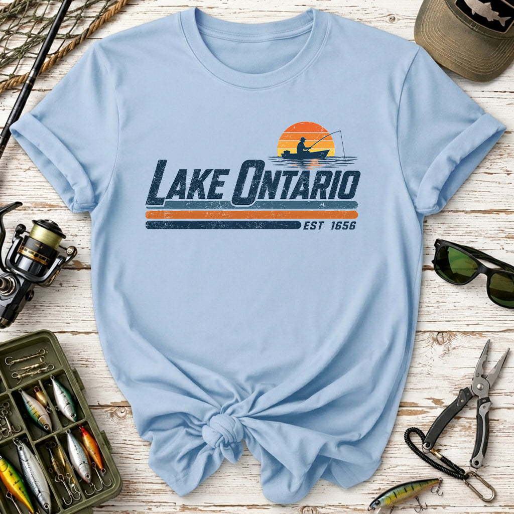 Lake Ontario Vintage Sunset Fishing T-Shirt