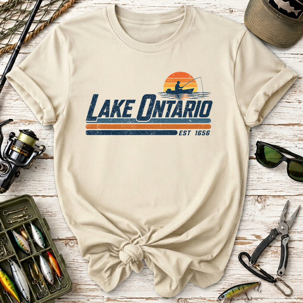 Lake Ontario Vintage Sunset Fishing T-Shirt