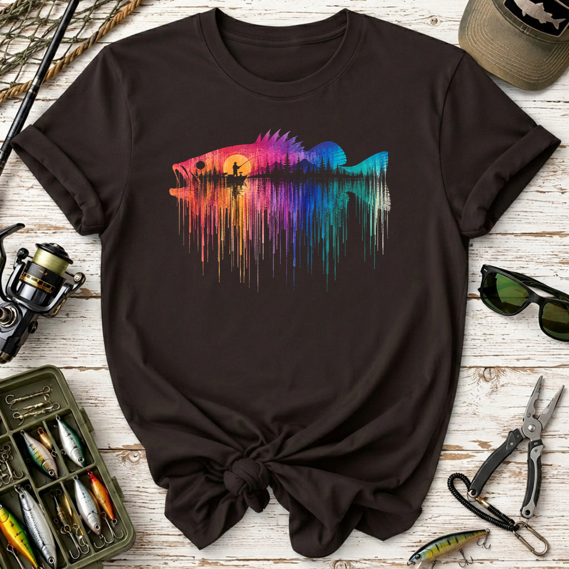 Rainbow Drip Fishing Bass T-Shirt