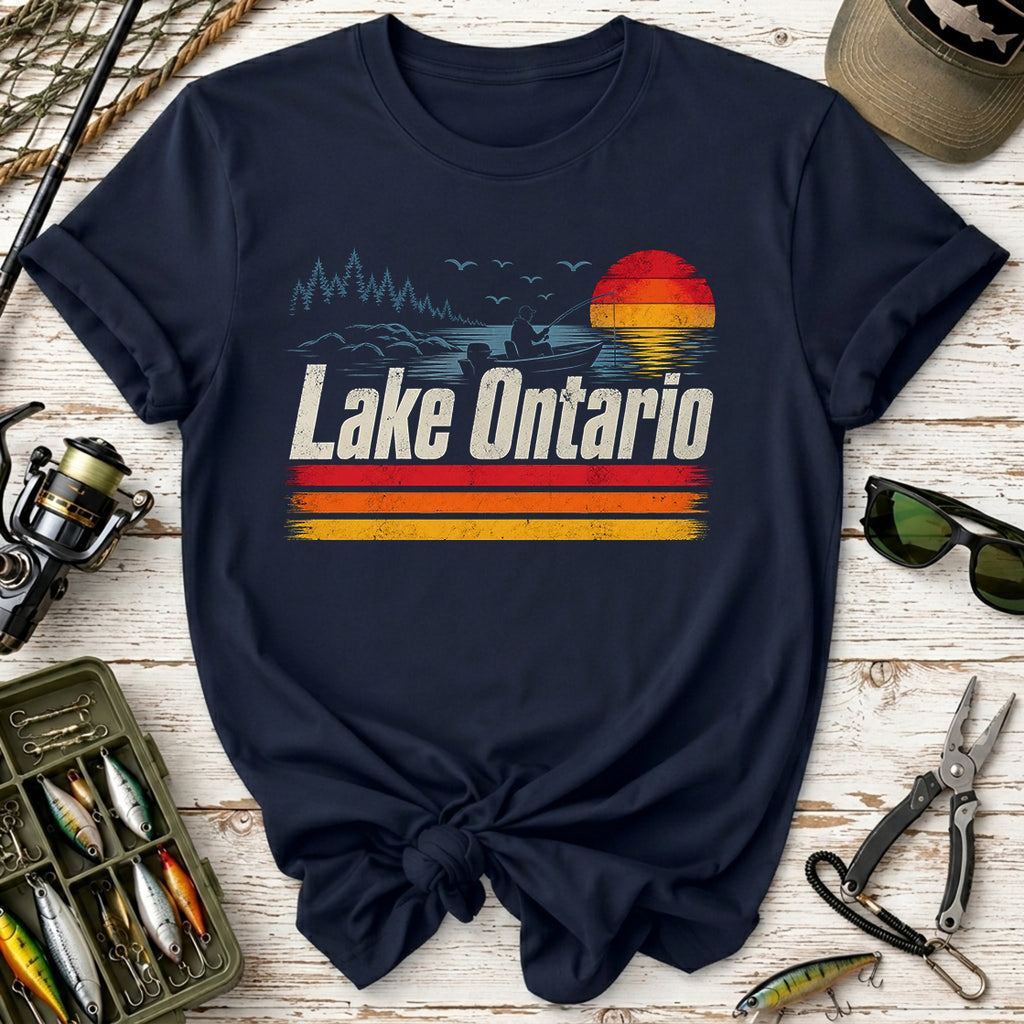 Lake Ontario Vintage Sunset Fishing T-Shirt