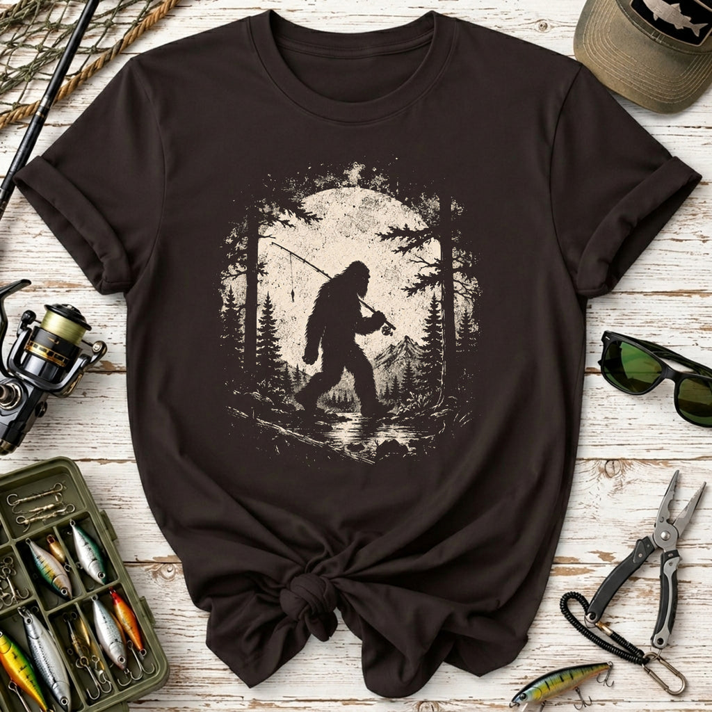 Retro Bigfoot Fishing T-Shirt