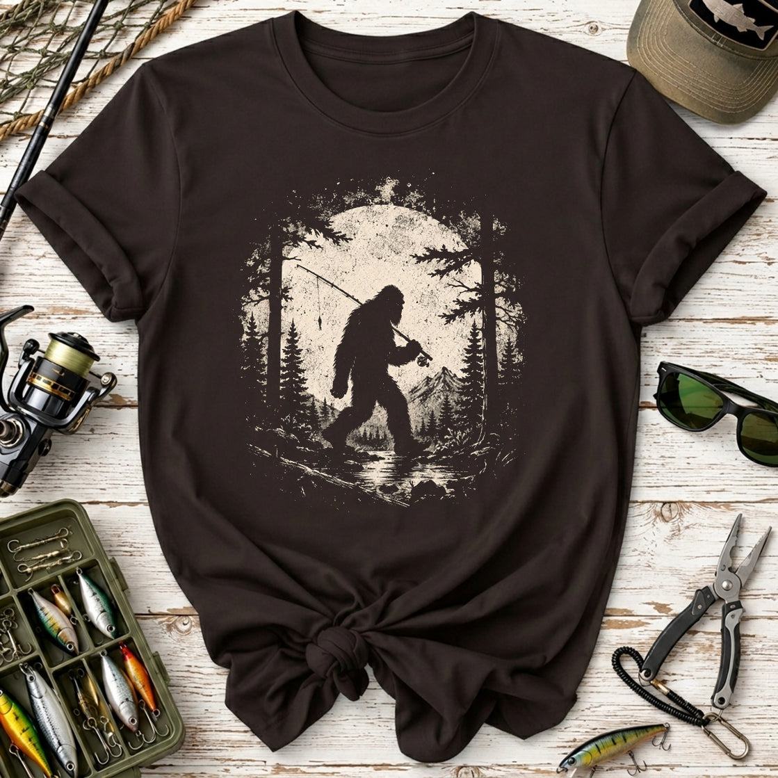 Retro Bigfoot Fishing T-Shirt