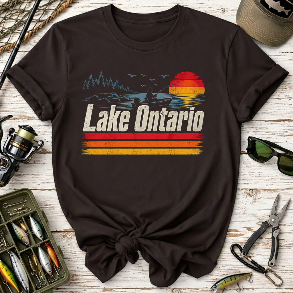 Lake Ontario Vintage Sunset Fishing T-Shirt