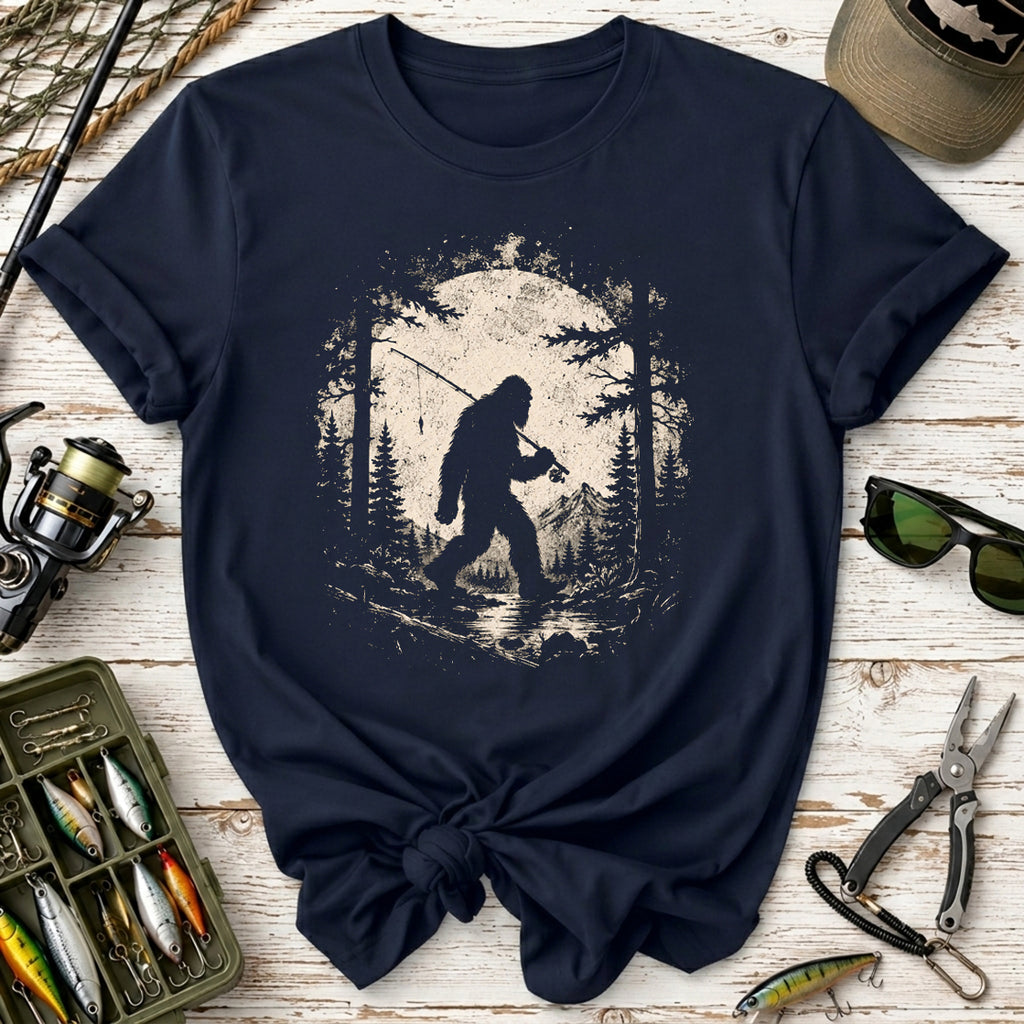 Retro Bigfoot Fishing T-Shirt
