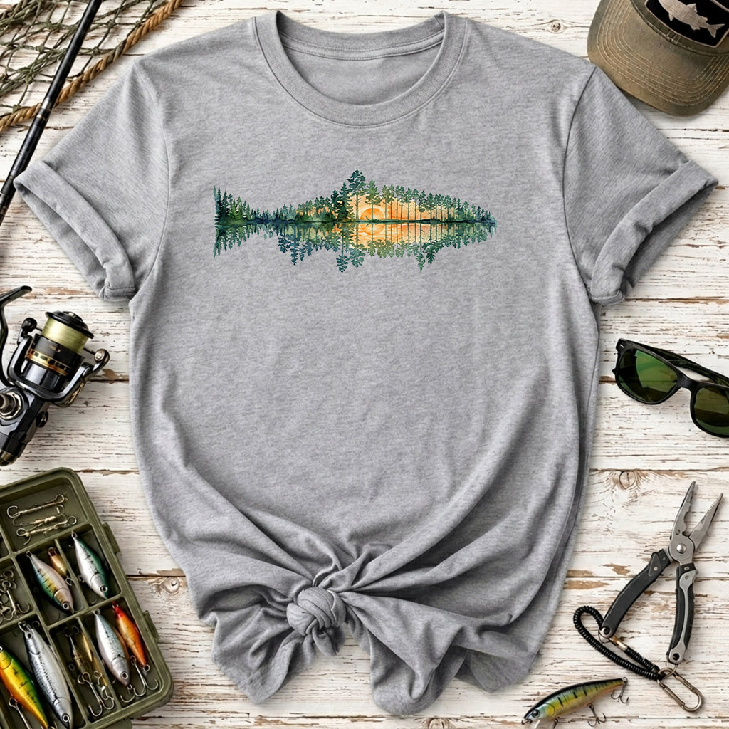 Lake Sunset Fish  T-Shirt