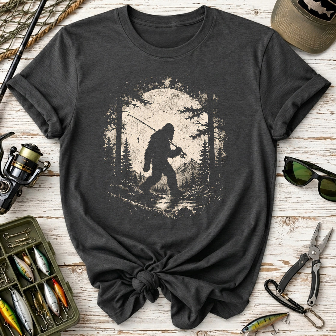 Retro Bigfoot Fishing T-Shirt