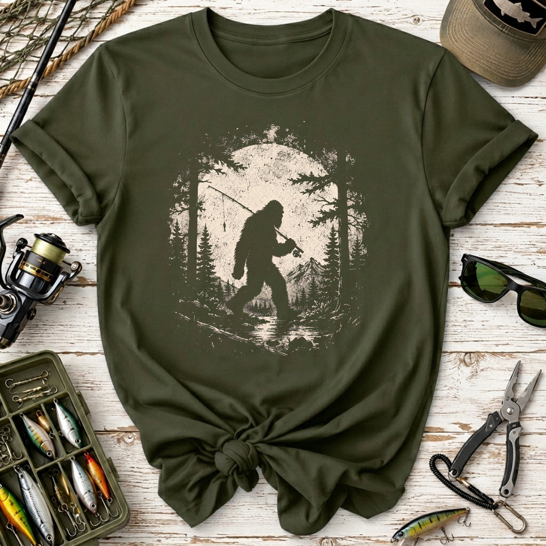 Retro Bigfoot Fishing T-Shirt