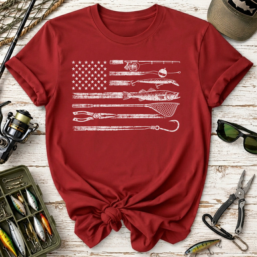 Fishing Gear American Flag T-Shirt